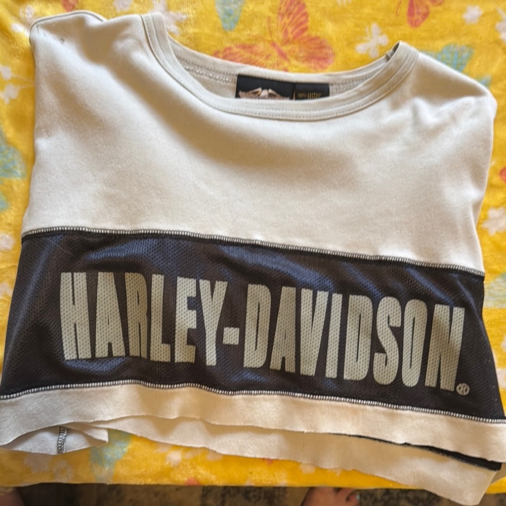 Harley-Davidson Cream and Black Crop Top